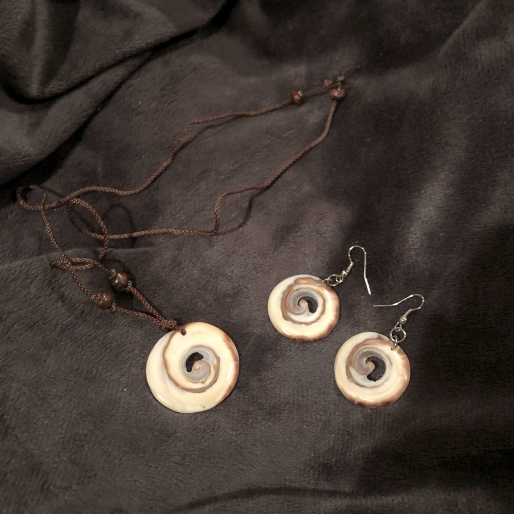 Shell Earrings and Adjustable Necklace